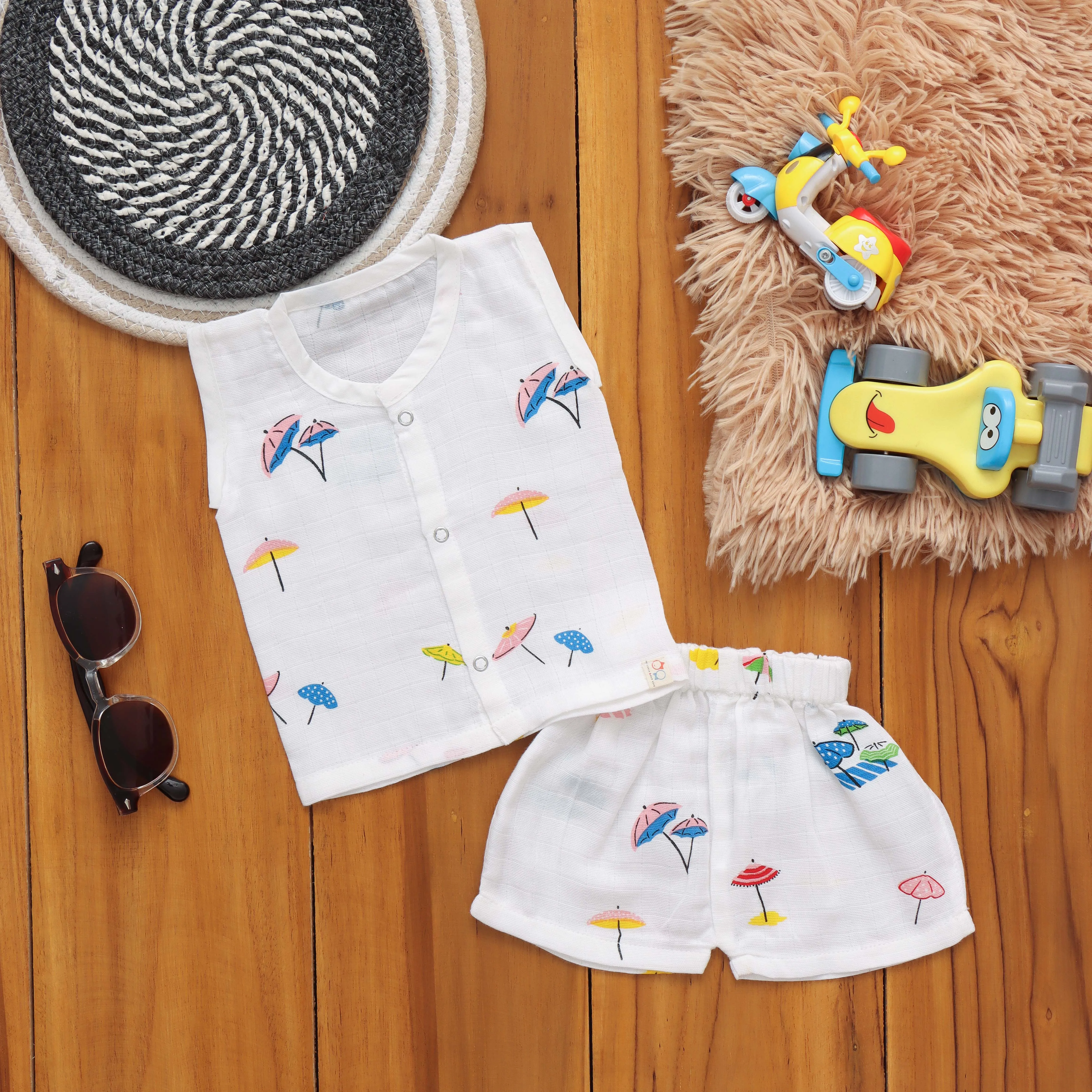 Adorable Muslin Jabla and Shorts Combo – Breathable and Stylish