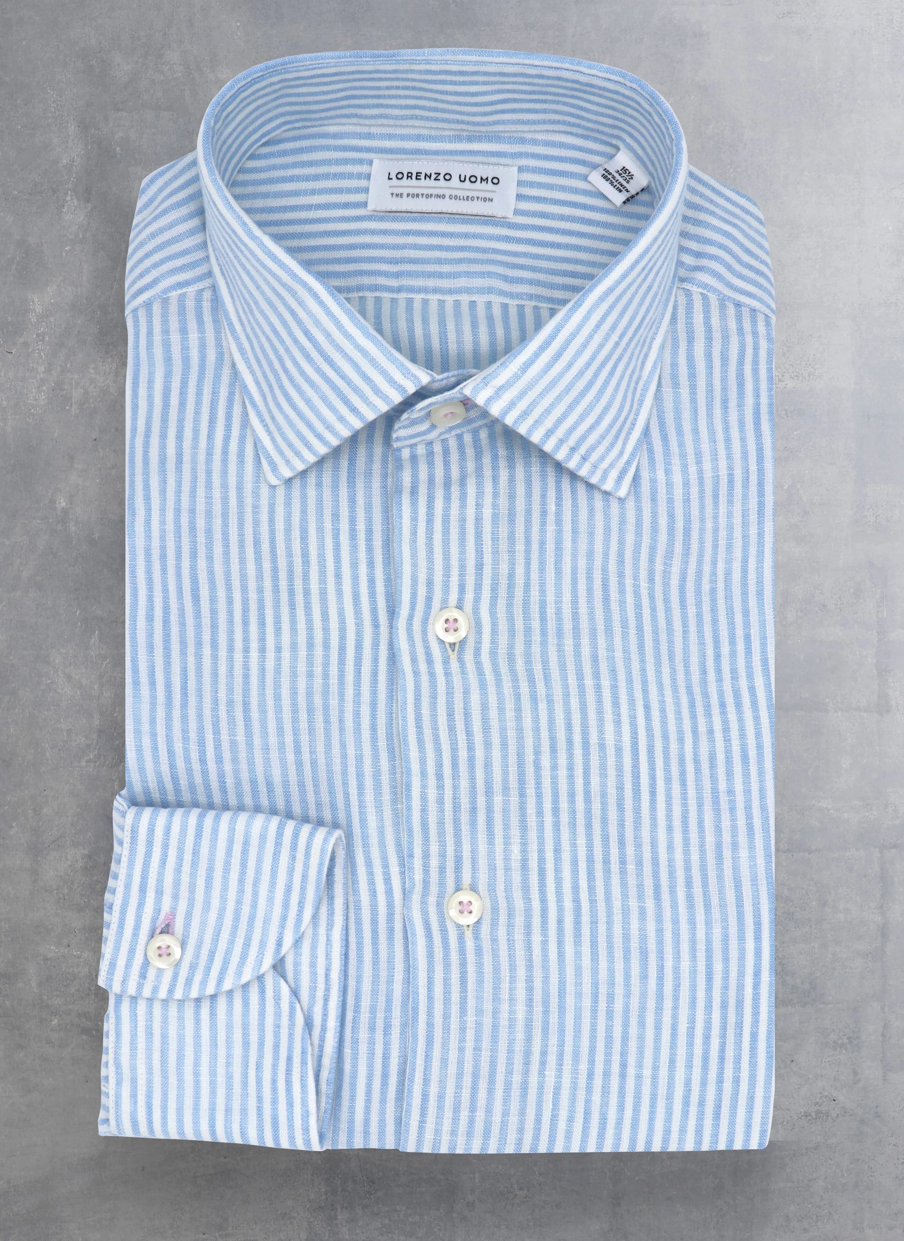 Alexander in Light Blue Stripe Linen Shirt