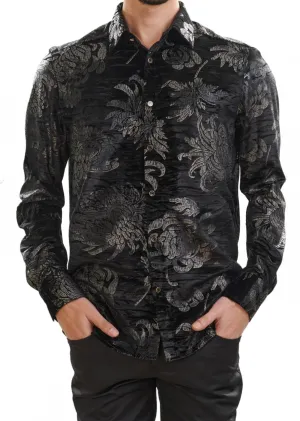 Black Bloom Floral Velvet Shirt