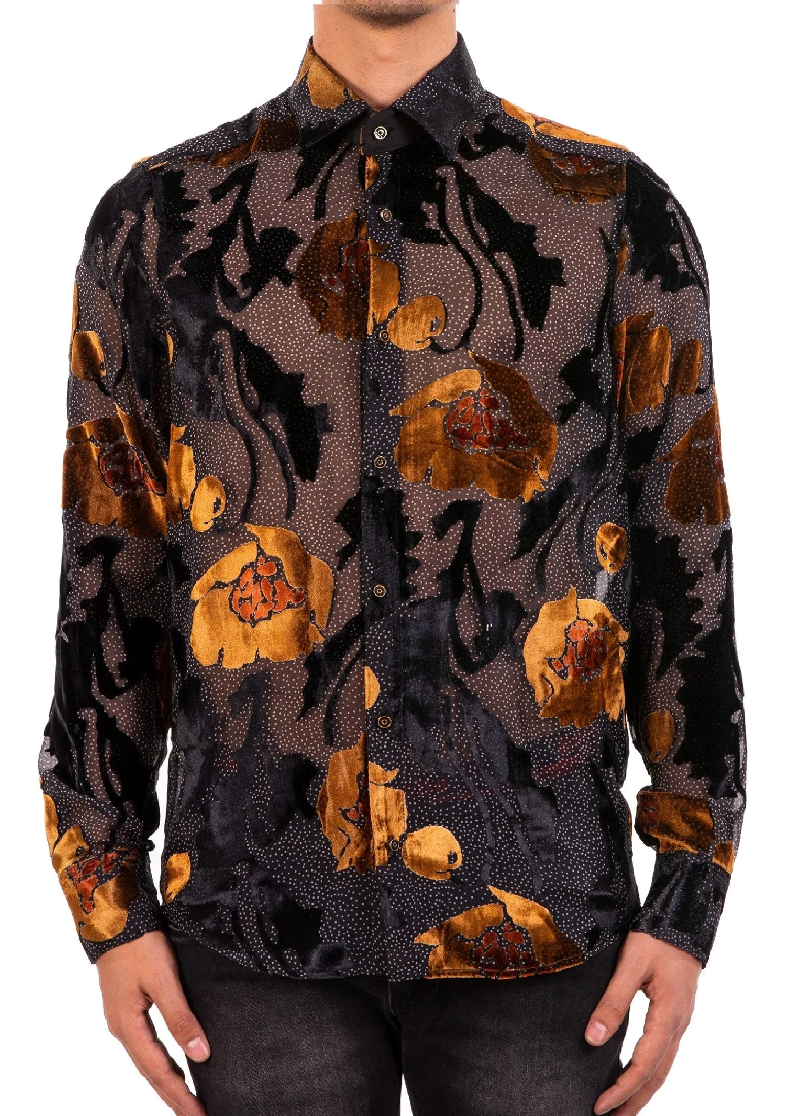 Black brown "Bloom" Velvet Shirt