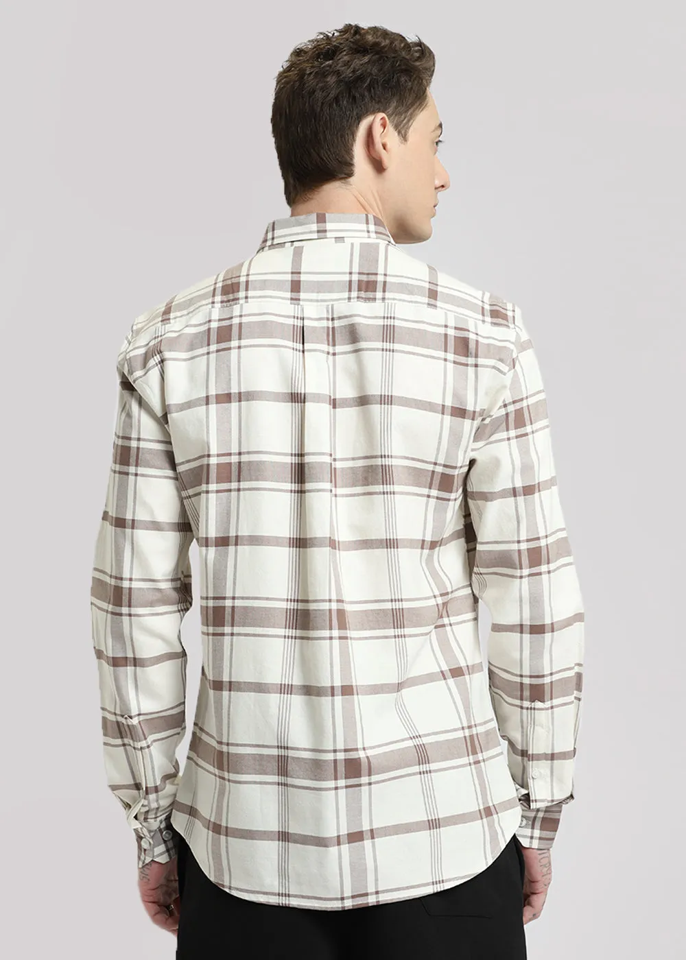 Brown Oxford Cotton Check Shirt