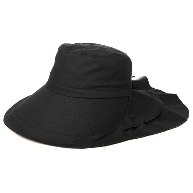 Casual Women's Foldable Cotton Sun Hats With String For Beach Travel