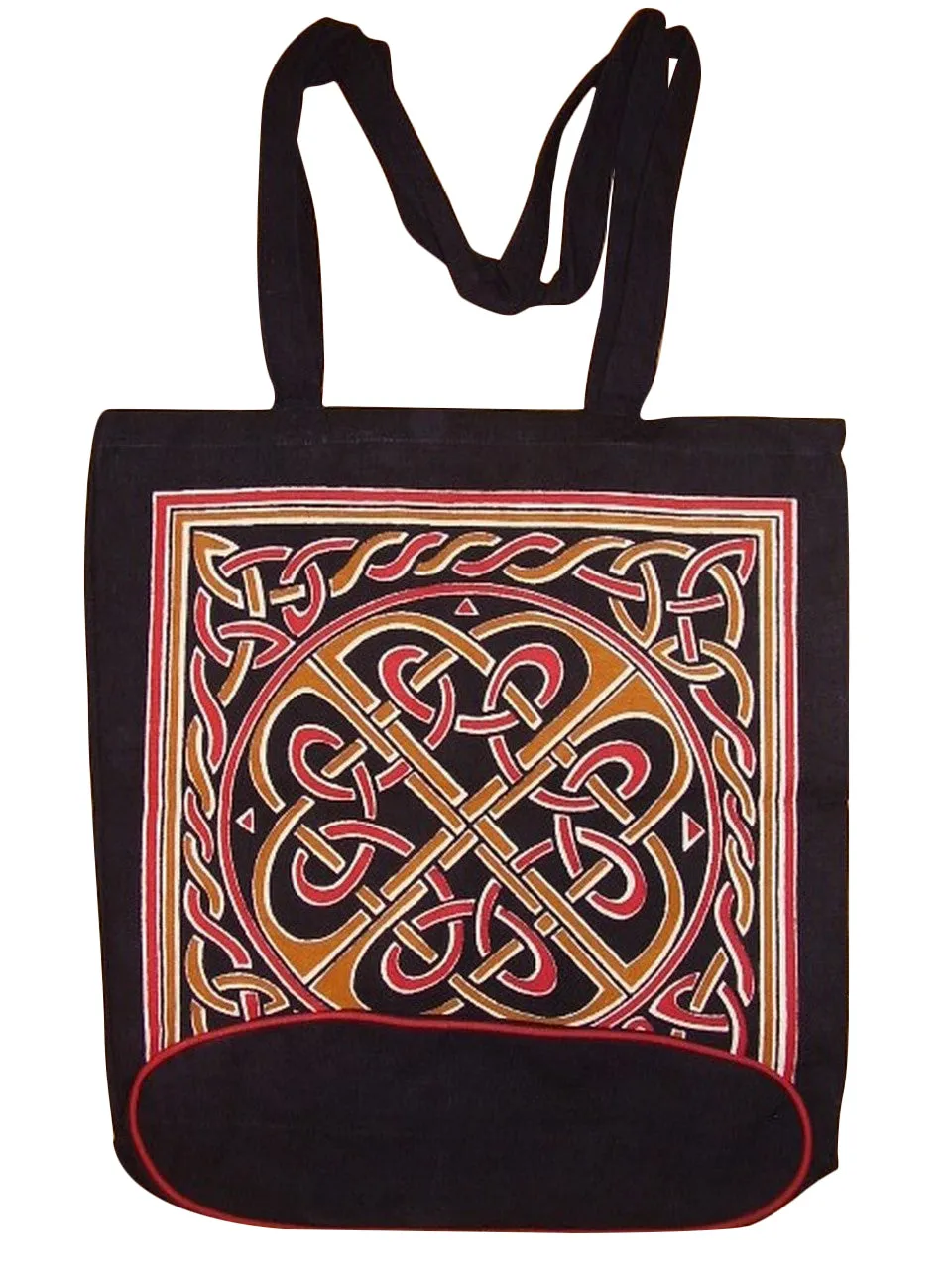 Celtic Weave Tote Bag Flat Bottom 16 x 17 Red