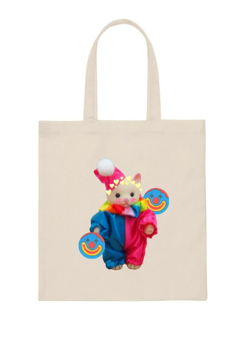 Chat Clown Canvas Tote Bag