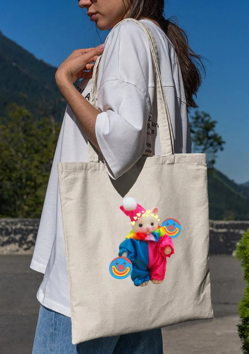 Chat Clown Canvas Tote Bag