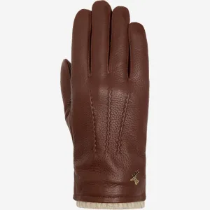 Columbus (brown) – luxurious deerskin (American deerskin) leather gloves with warm wool lining