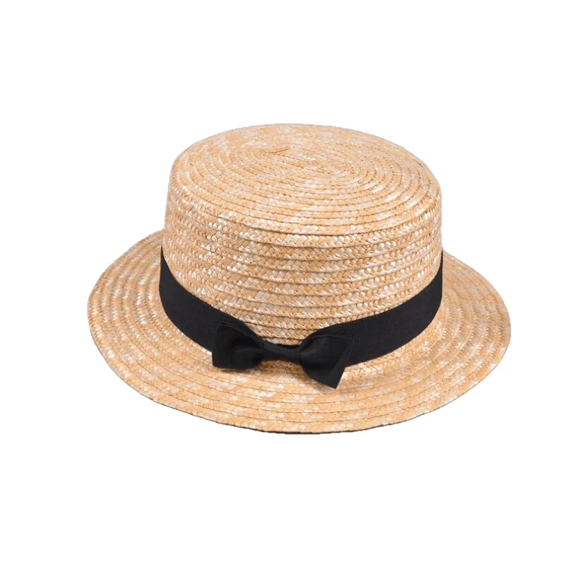 Cute Girls Straw Hat Bowknot Sun 52-54Cm