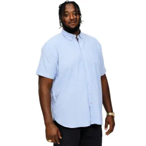 D555 Mens Hazelwood Big & Tall Linen Mix Woven Short Sleeve Shirt - Blue