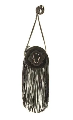 Dark Brown Suede Rez Mini Fringe Bag