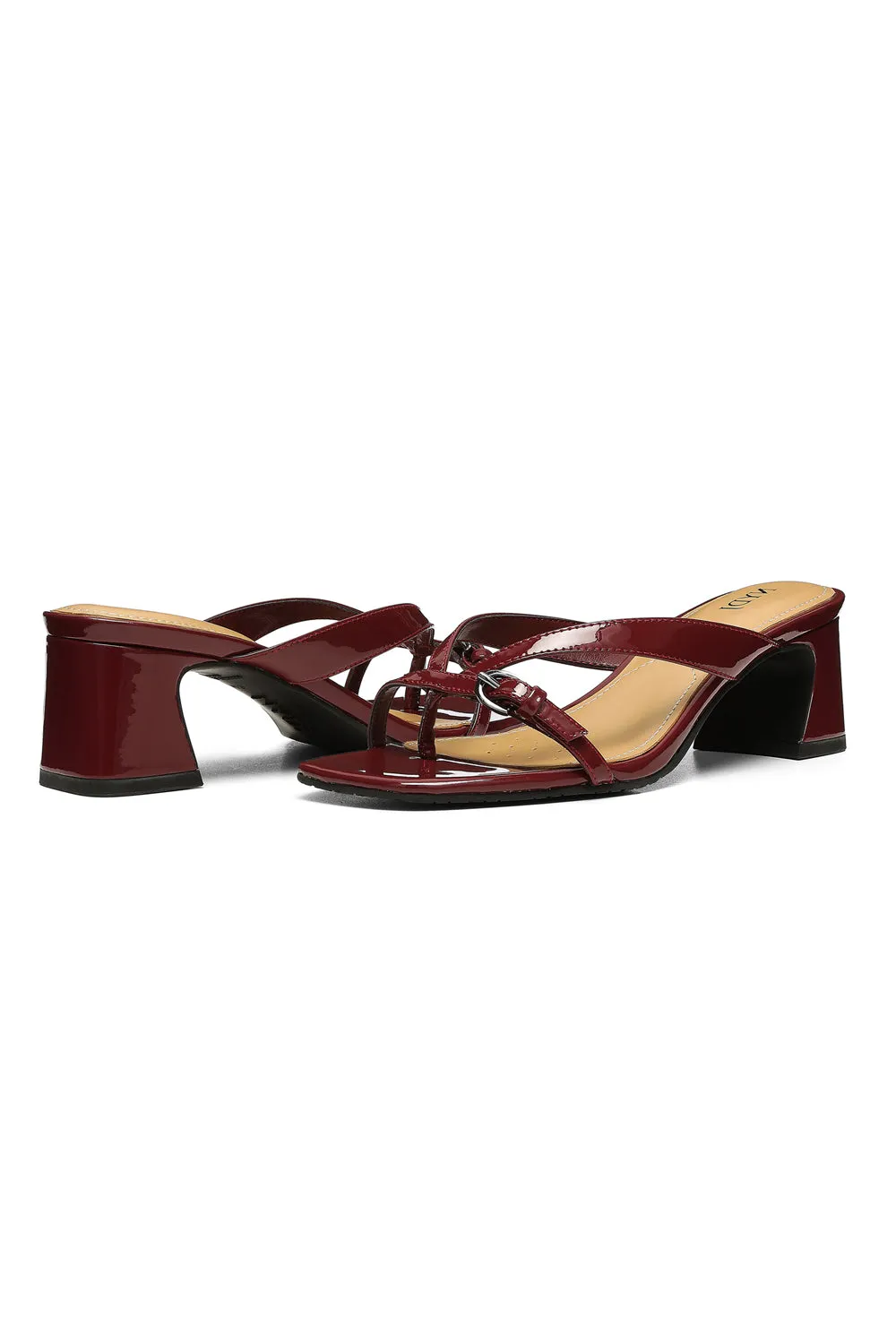 Glam Block Heel Sandals - Burgundy