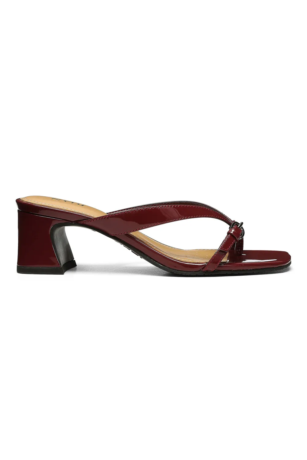 Glam Block Heel Sandals - Burgundy