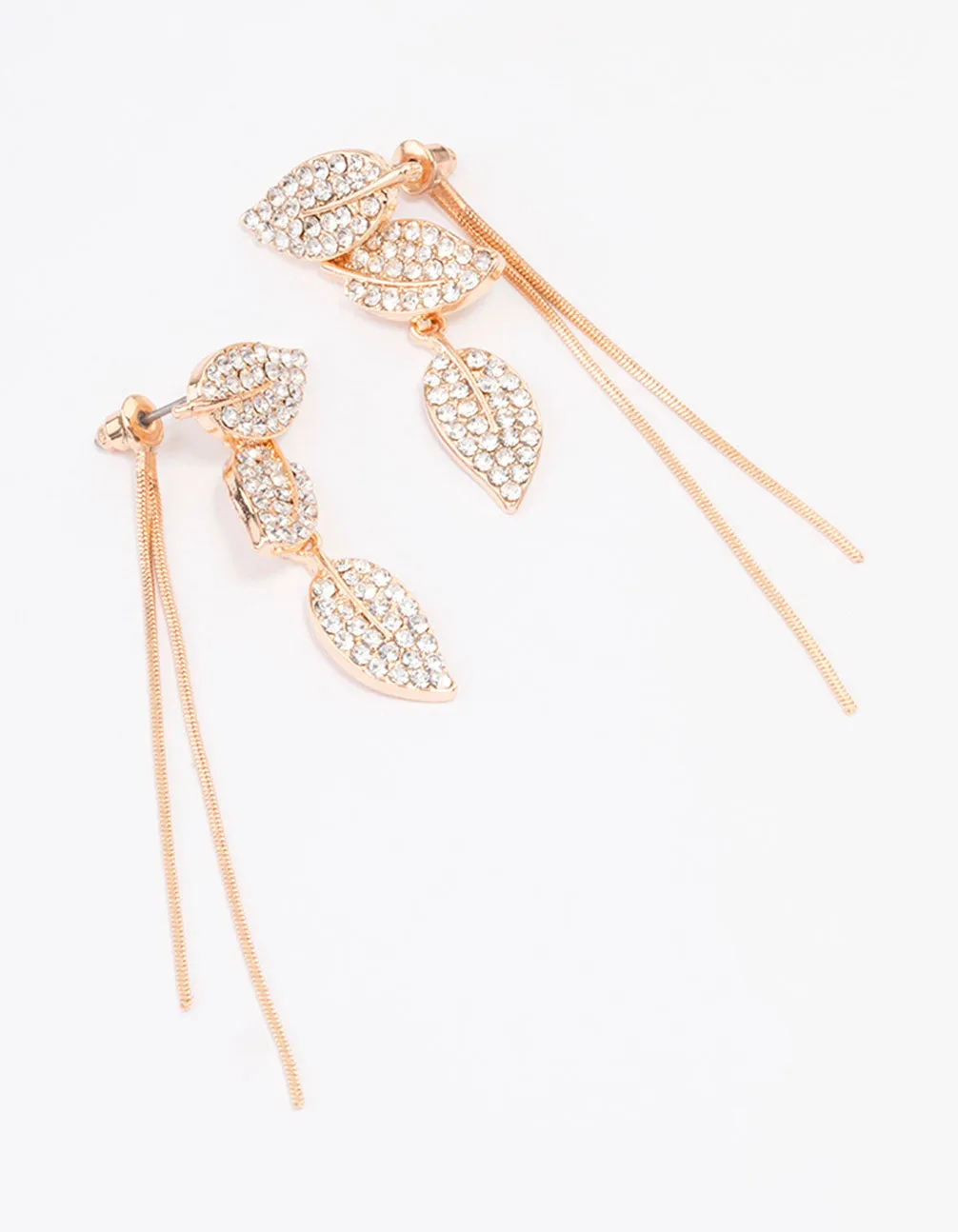 Gold Leafy Trail Drop Earrings