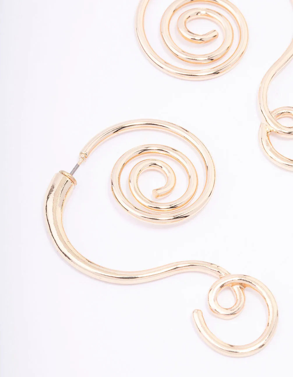 Gold Swirly Spiral Drop Earrings