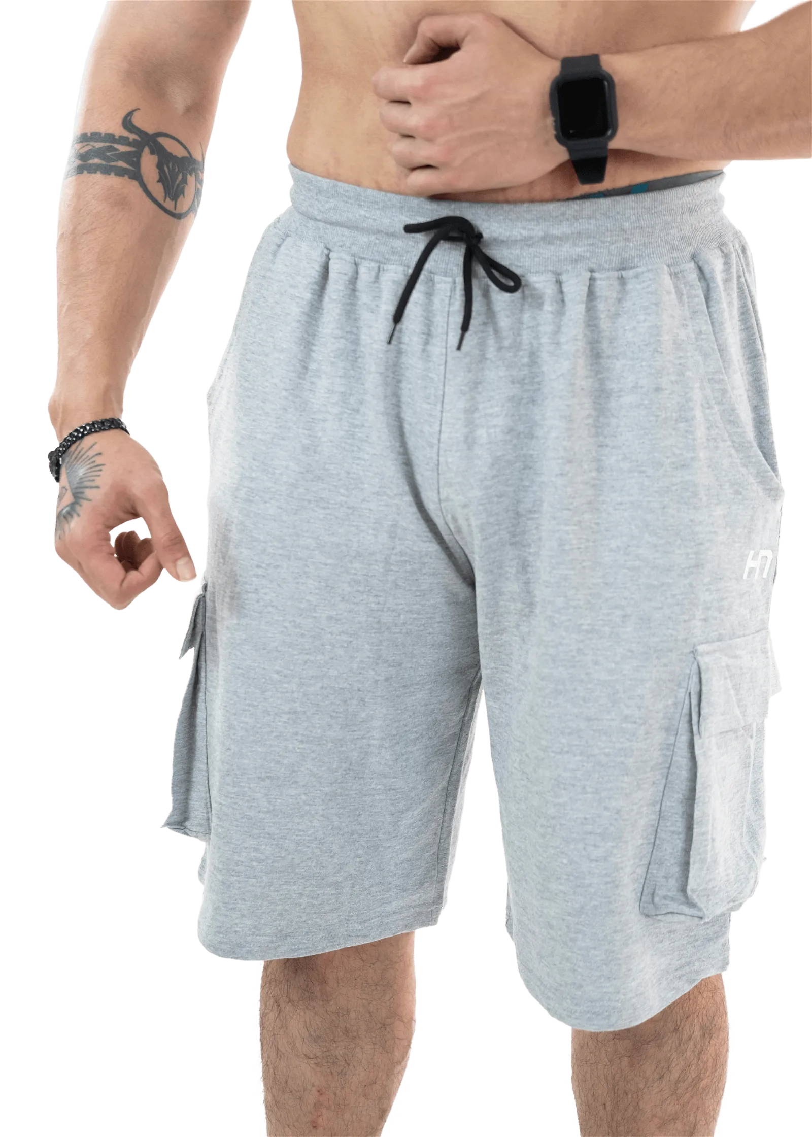 Grey Melange Essential Cargo Shorts