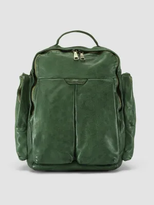 HELMET 042 - Green Leather Backpack