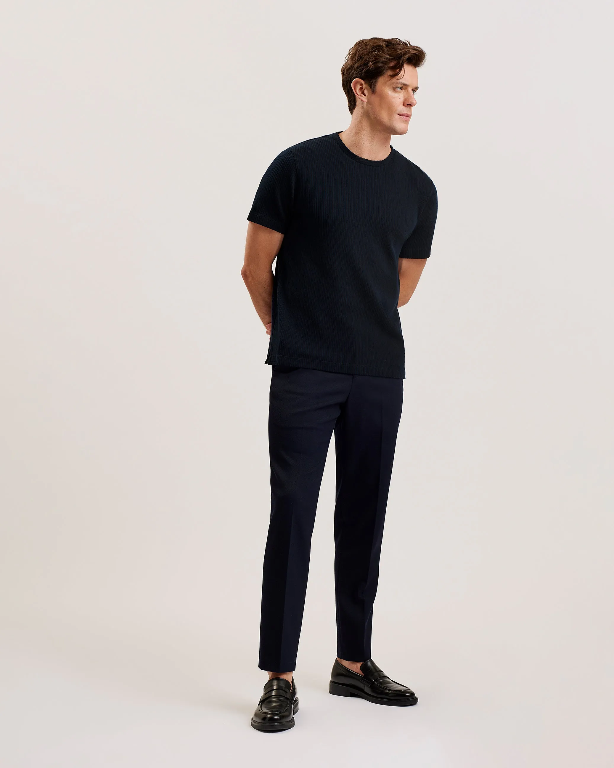 Heynes Ss Regular Fit Textured T-Shirt Navy