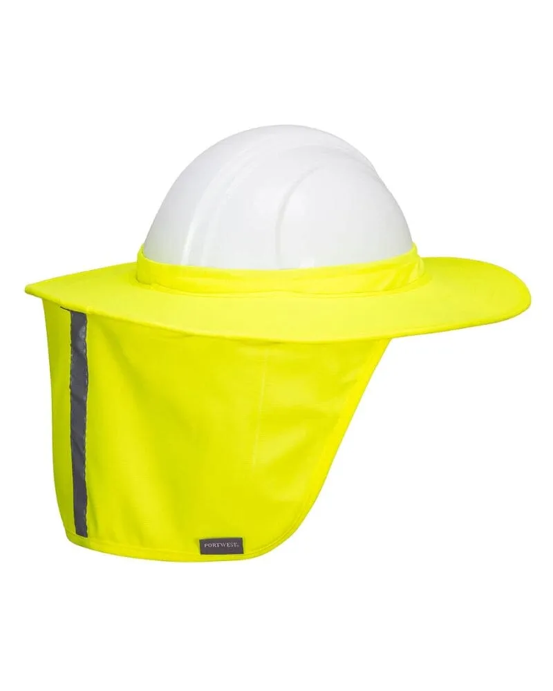 Hi Vis Hard Hat Brim With Neck Shade - Yellow