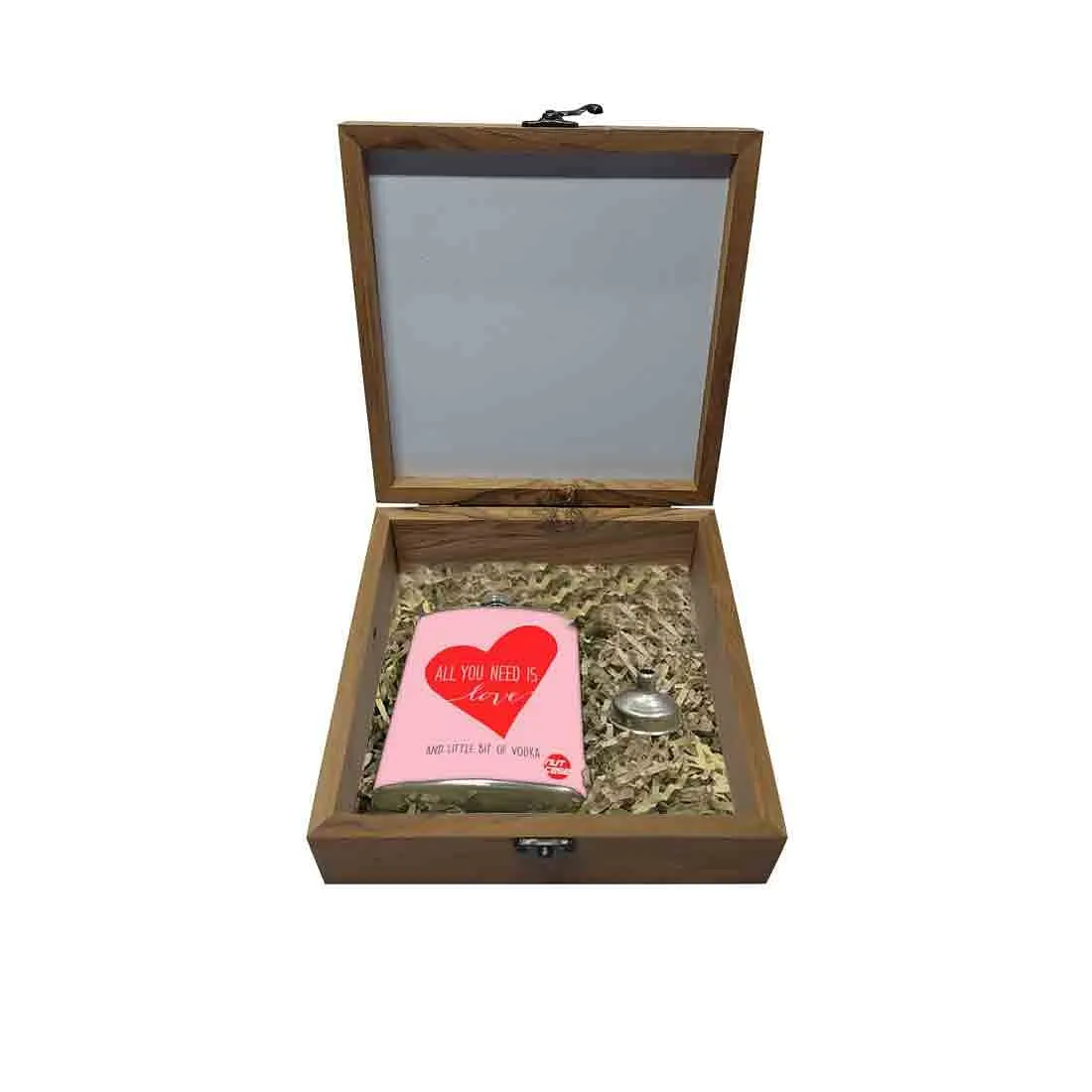 Hip Flask Gift Box -All You Need is Love (Pink)