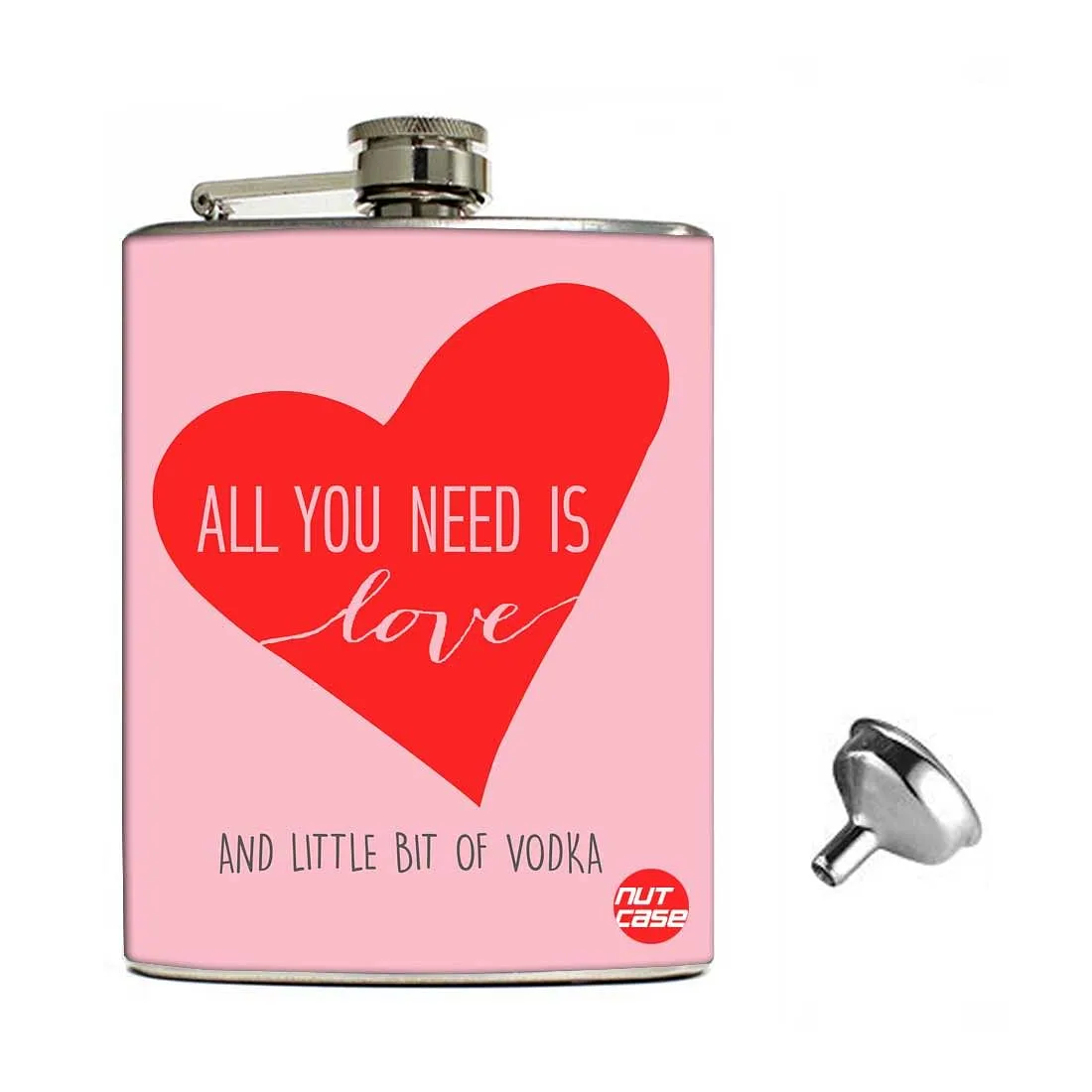 Hip Flask Gift Box -All You Need is Love (Pink)