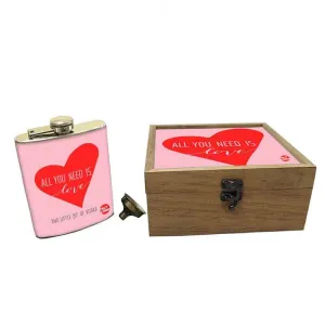 Hip Flask Gift Box -All You Need is Love (Pink)