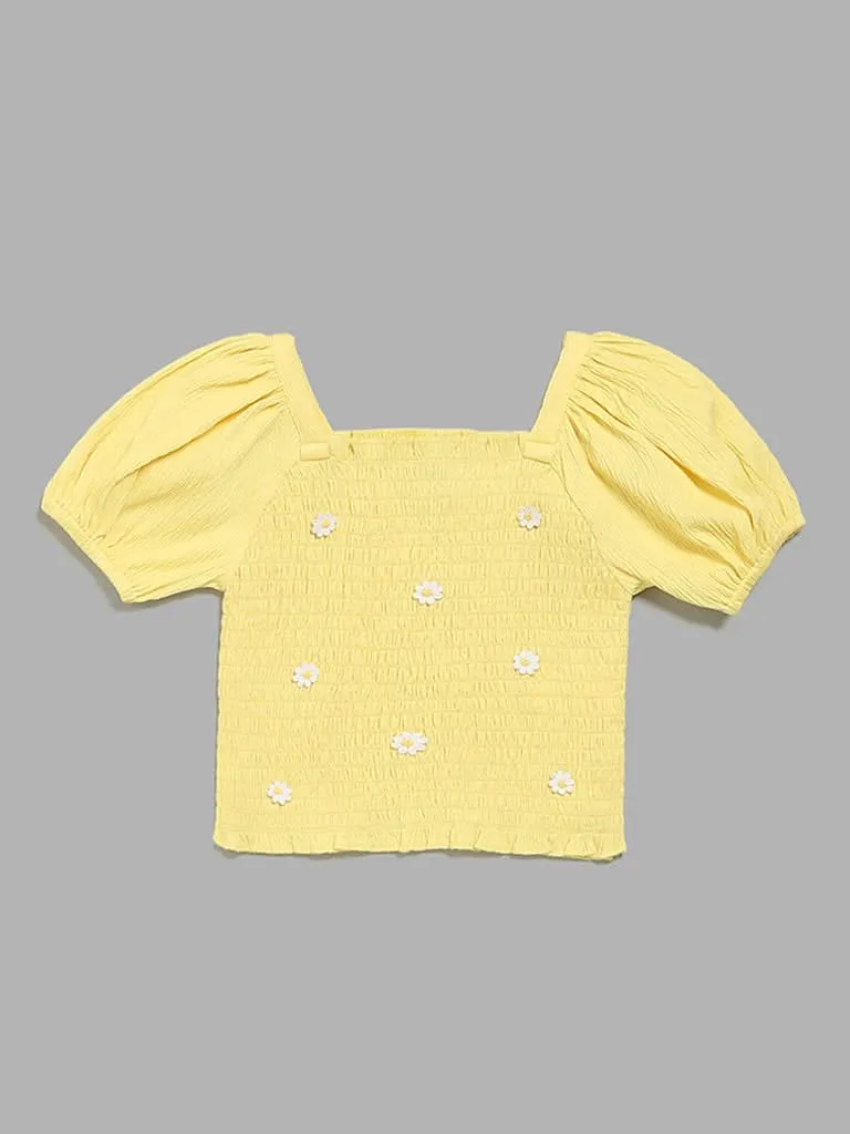 HOP Kids Yellow Smocked Top