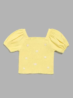 HOP Kids Yellow Smocked Top