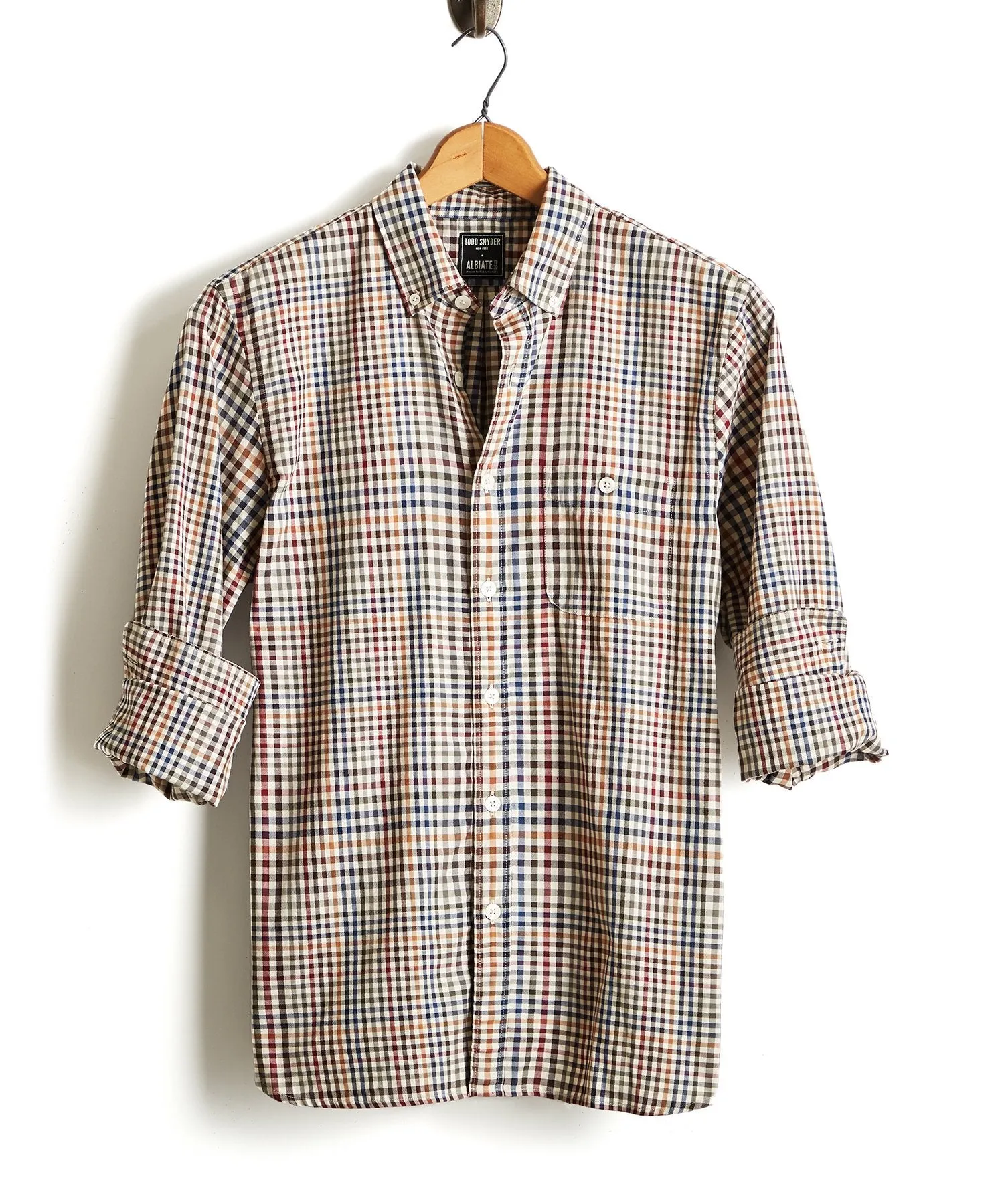 Italian Tattersall Button Down in Tan