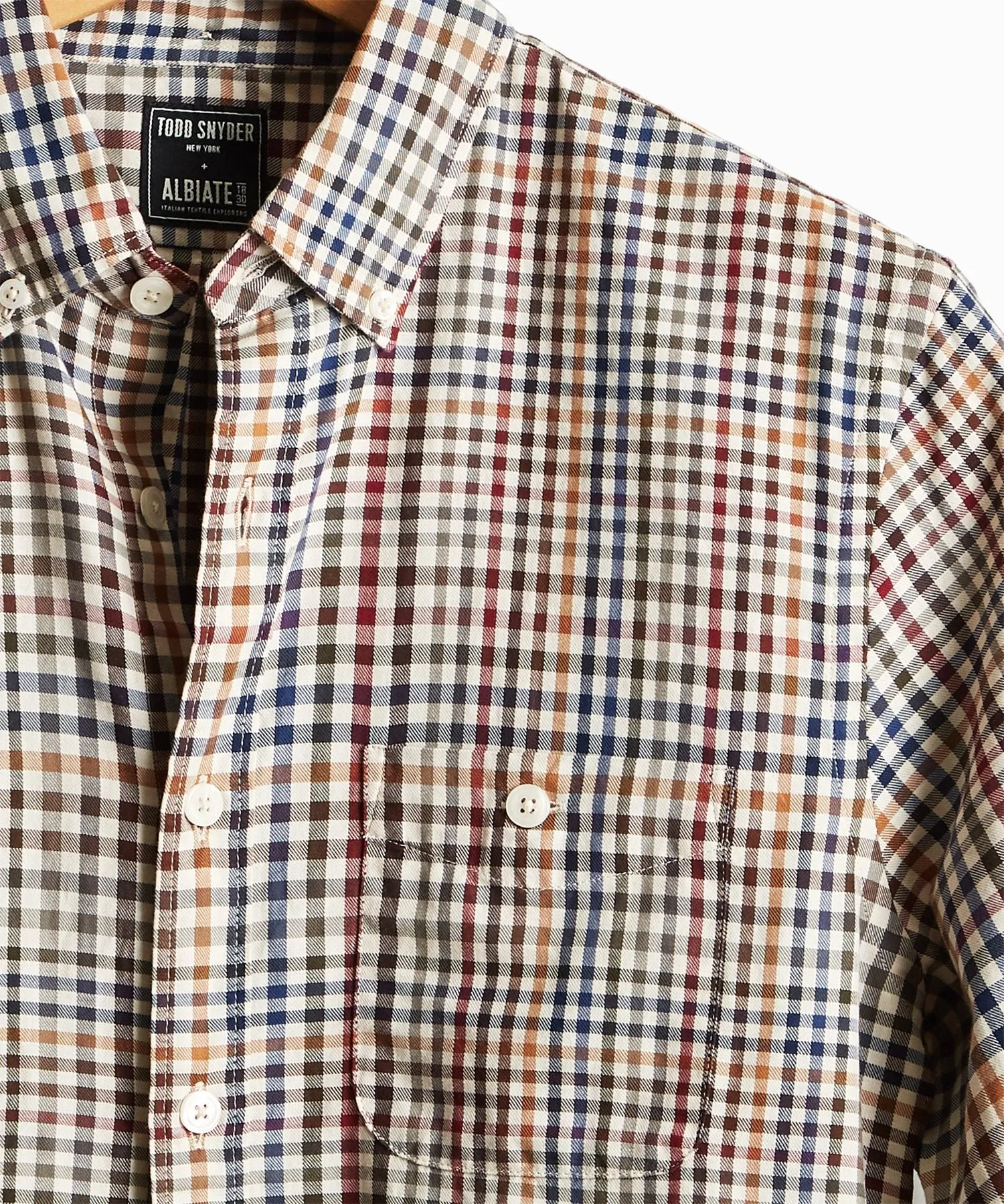 Italian Tattersall Button Down in Tan