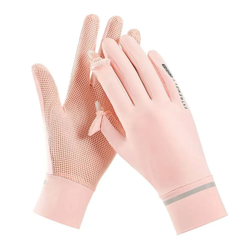 Lady Sunscreen Ice Silk Gloves Female Summer Sun Protection Gloves Fashion Cycling Driving Running Mittens Thin Anti-UV Gloves