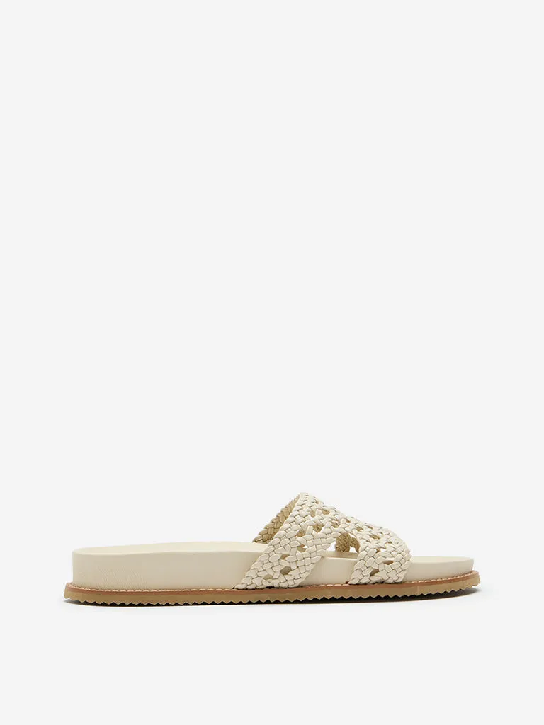 LUNA BLU Ivory Woven Mule Sandals