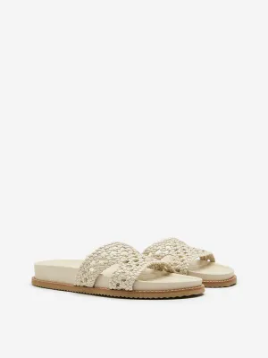 LUNA BLU Ivory Woven Mule Sandals