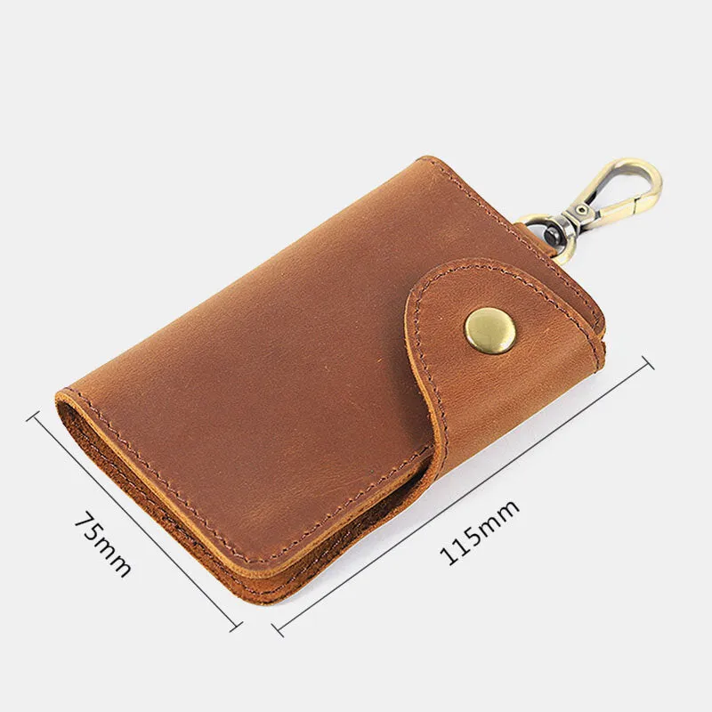 Men Genuine Leather Vintage Unisex Mulit-functional Waist Hanging Key Bag Durable Coin Purse