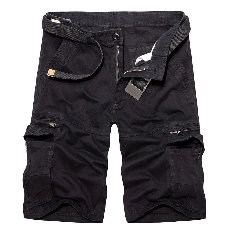 Men's Cotton Casual Multi Pocket Outdoor Cargo Shorts-038