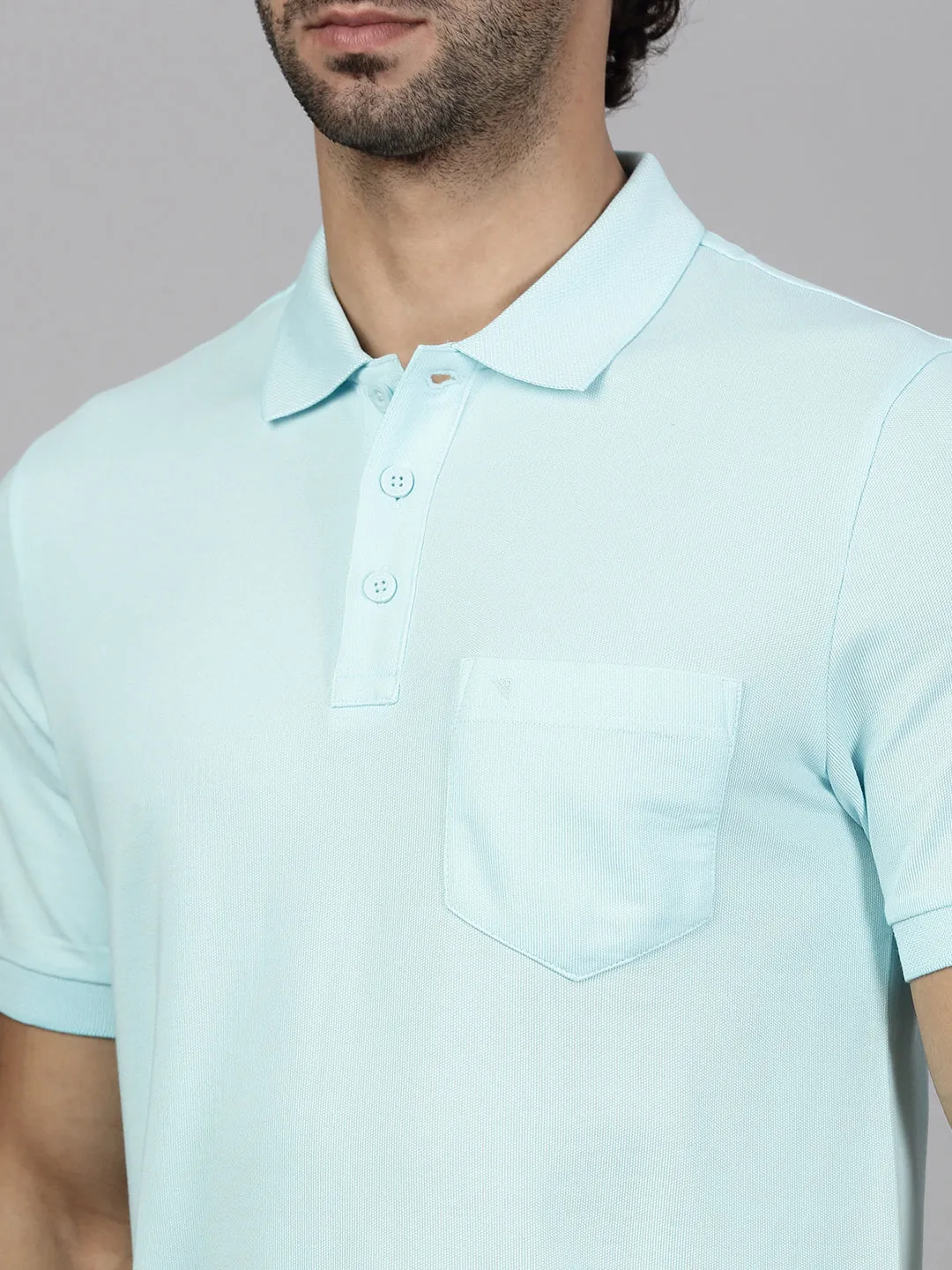 Mens Expert Polo Tshirt with Pocket Aqua Marine Blue EP32