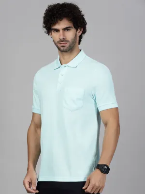 Mens Expert Polo Tshirt with Pocket Aqua Marine Blue EP32