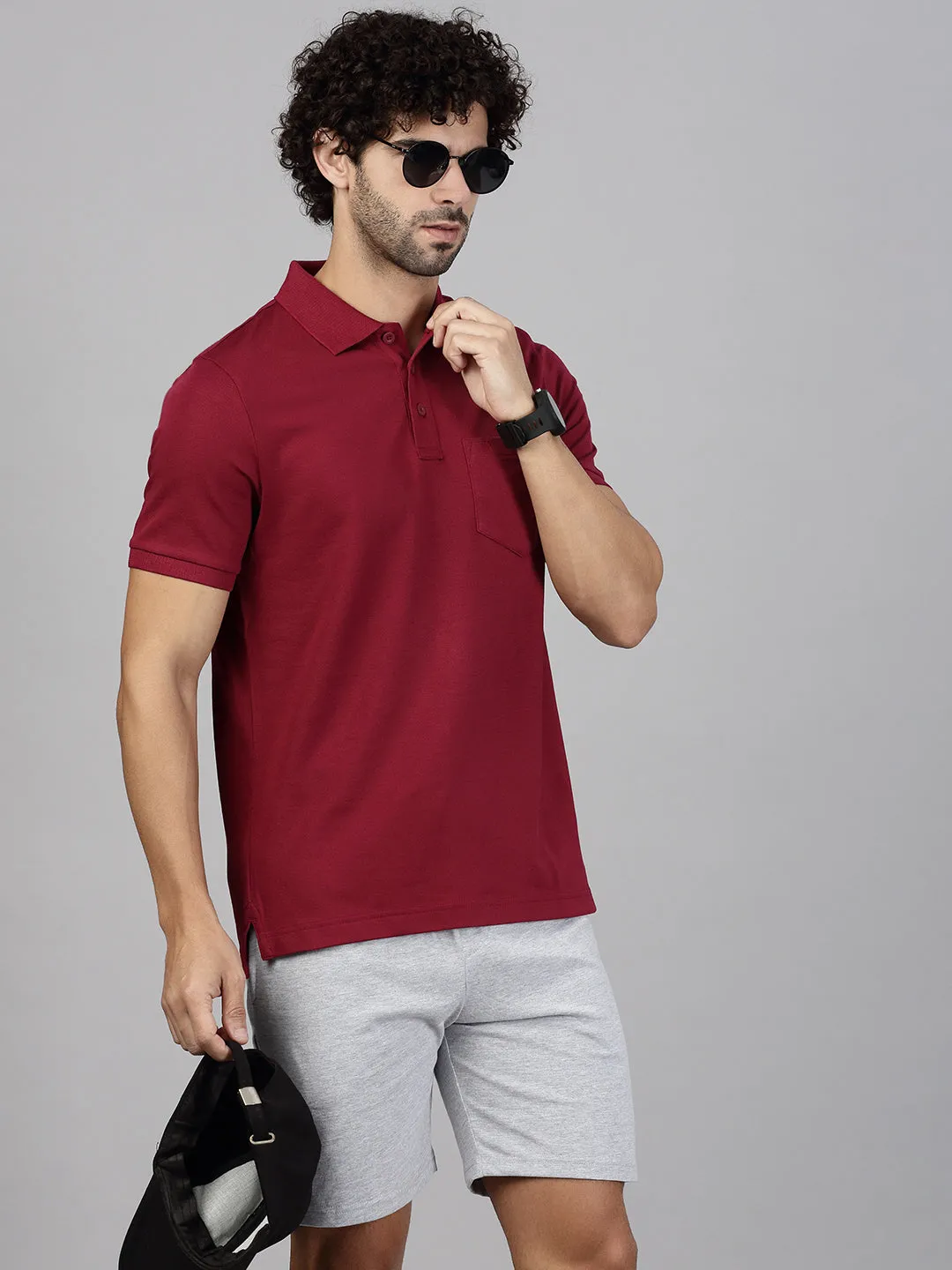 Mens Expert Polo Tshirt with Pocket Maroon EP30