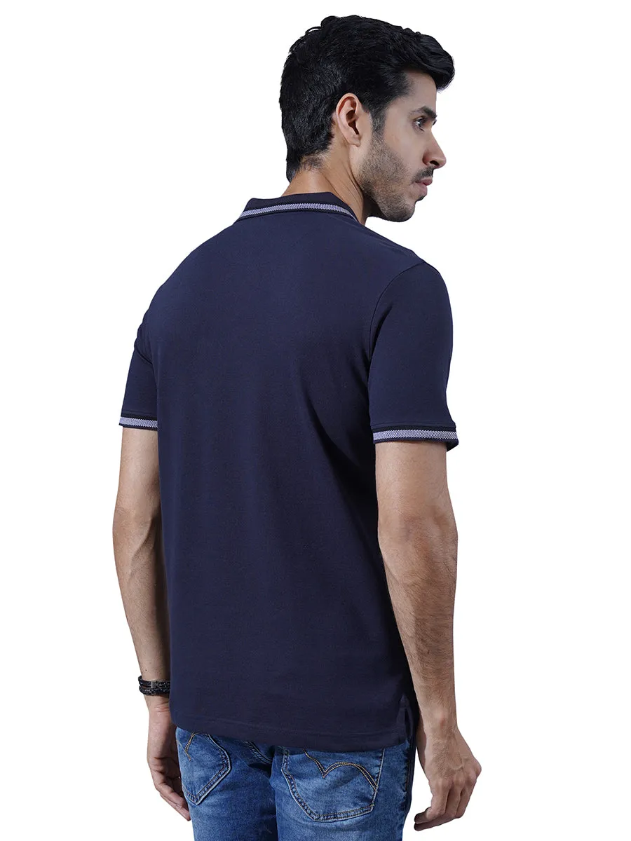 MENS NAVY COTTON POLO TSHIRT