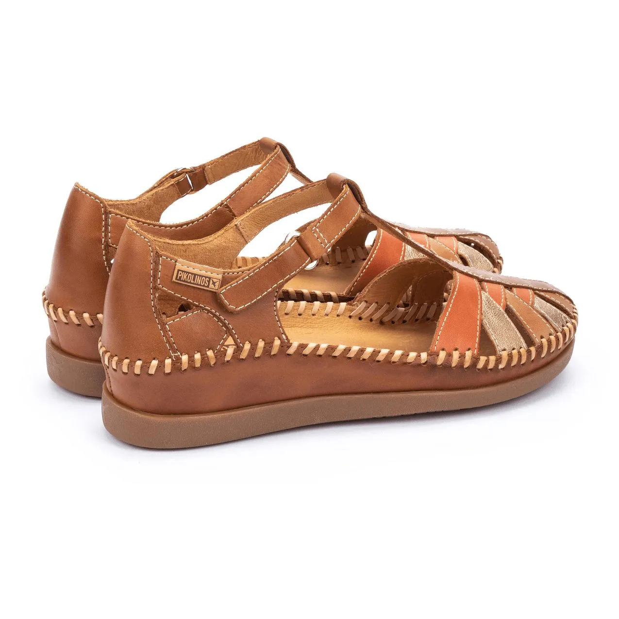 Pikolinos Cadaques W8K-0705C1 Ladies Brandy Leather Touch Fastening Sandals