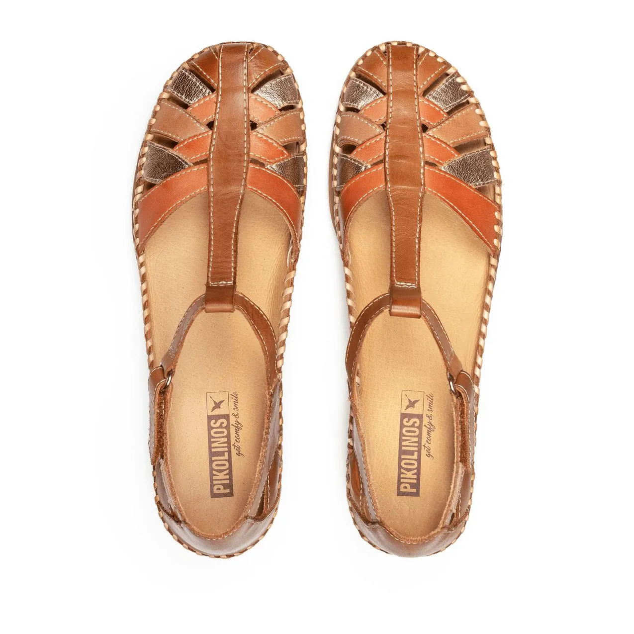 Pikolinos Cadaques W8K-0705C1 Ladies Brandy Leather Touch Fastening Sandals