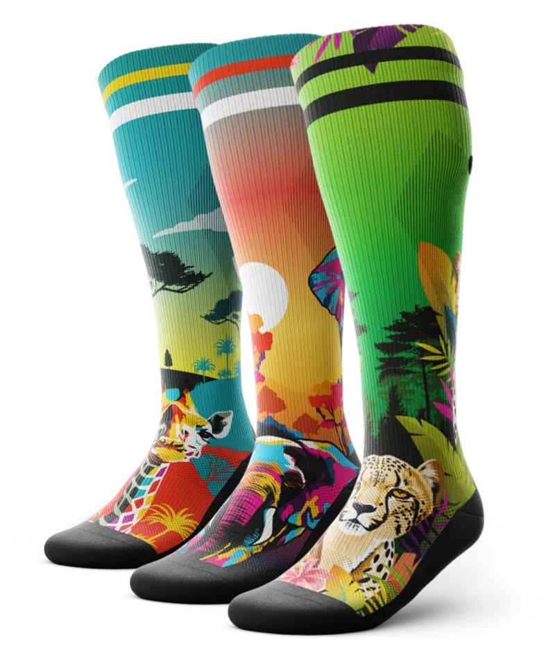 Safari Knee High Compression Socks -3 Pack