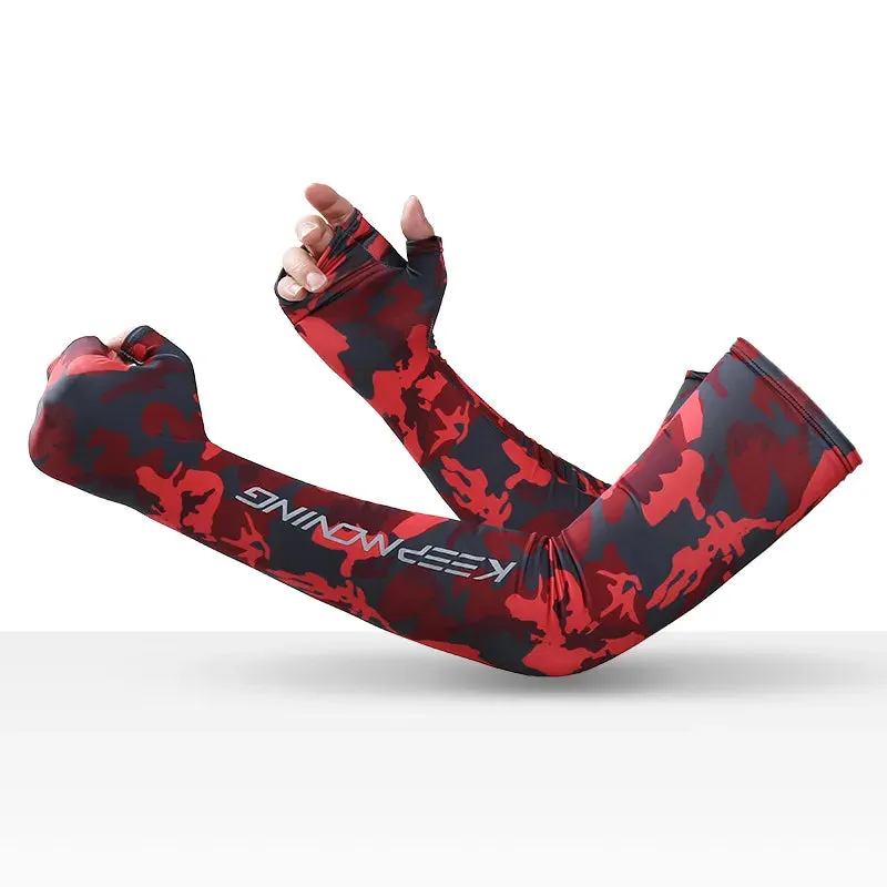 Spring Summer Cycling Gloves Sleeves Cuff for Men Sports Outdoor Camouflage Cool Glove Women Arm Sleeves Sun Protection Ice Silk