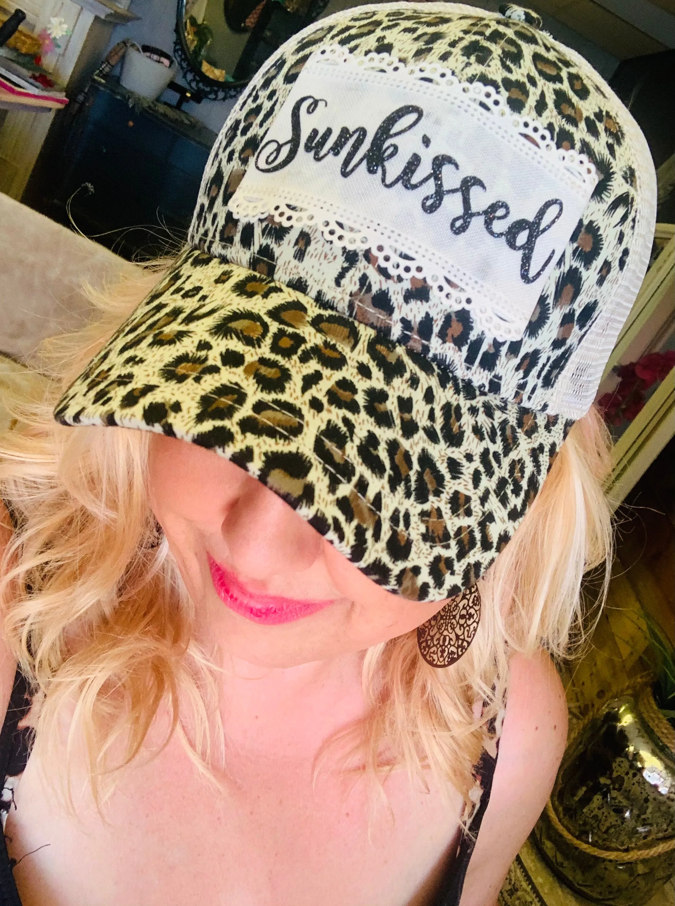 SUN KISSED hat Leopard Summertime Vacation cap Sunshine