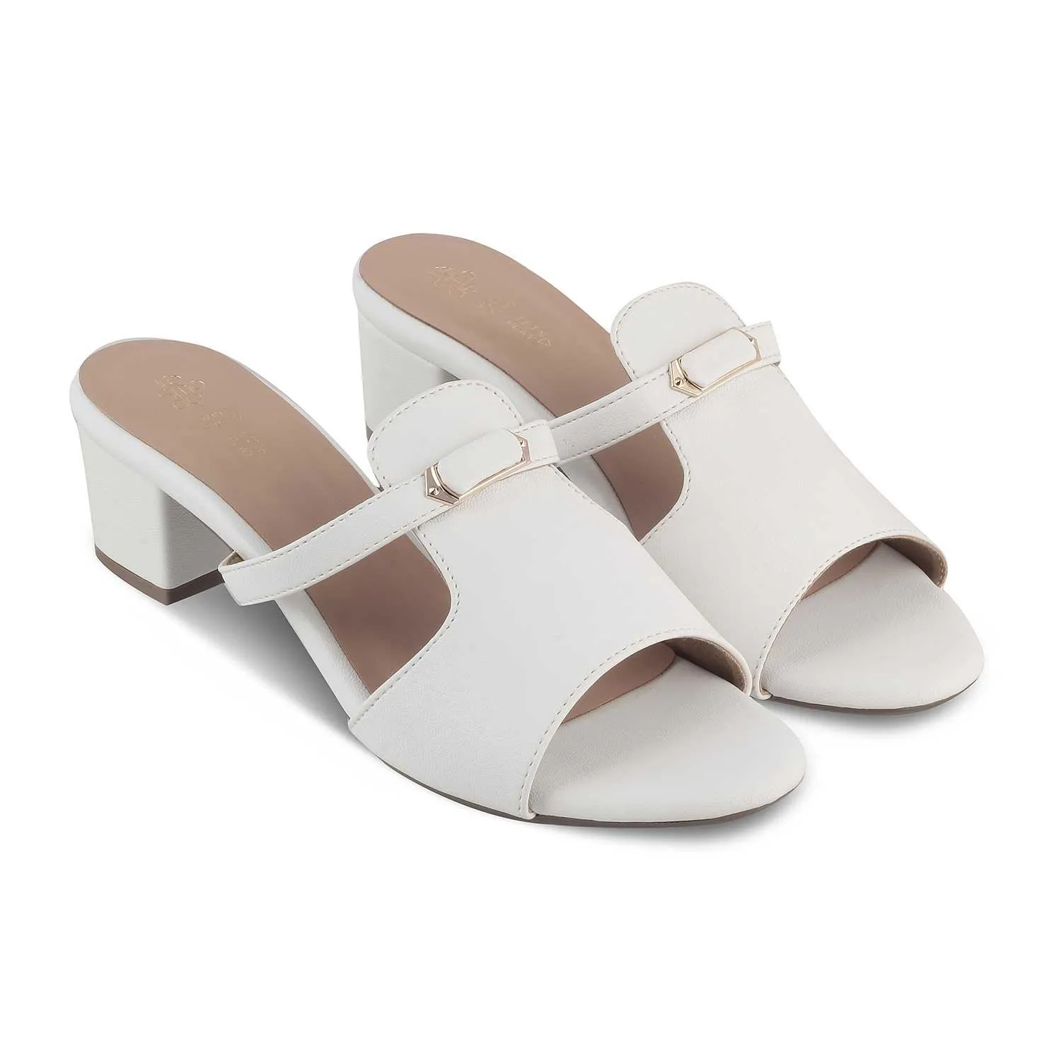 The Miso White Women's Dress Block Heel Sandals Tresmode