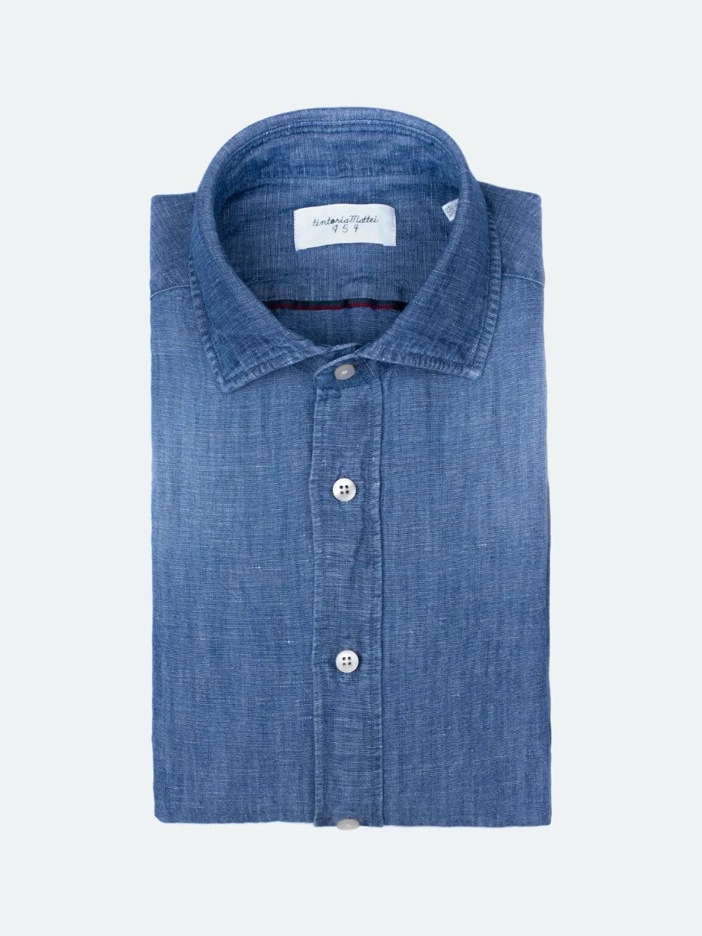 Tintoria Mattei Linen Denim Shirt Mid Blue