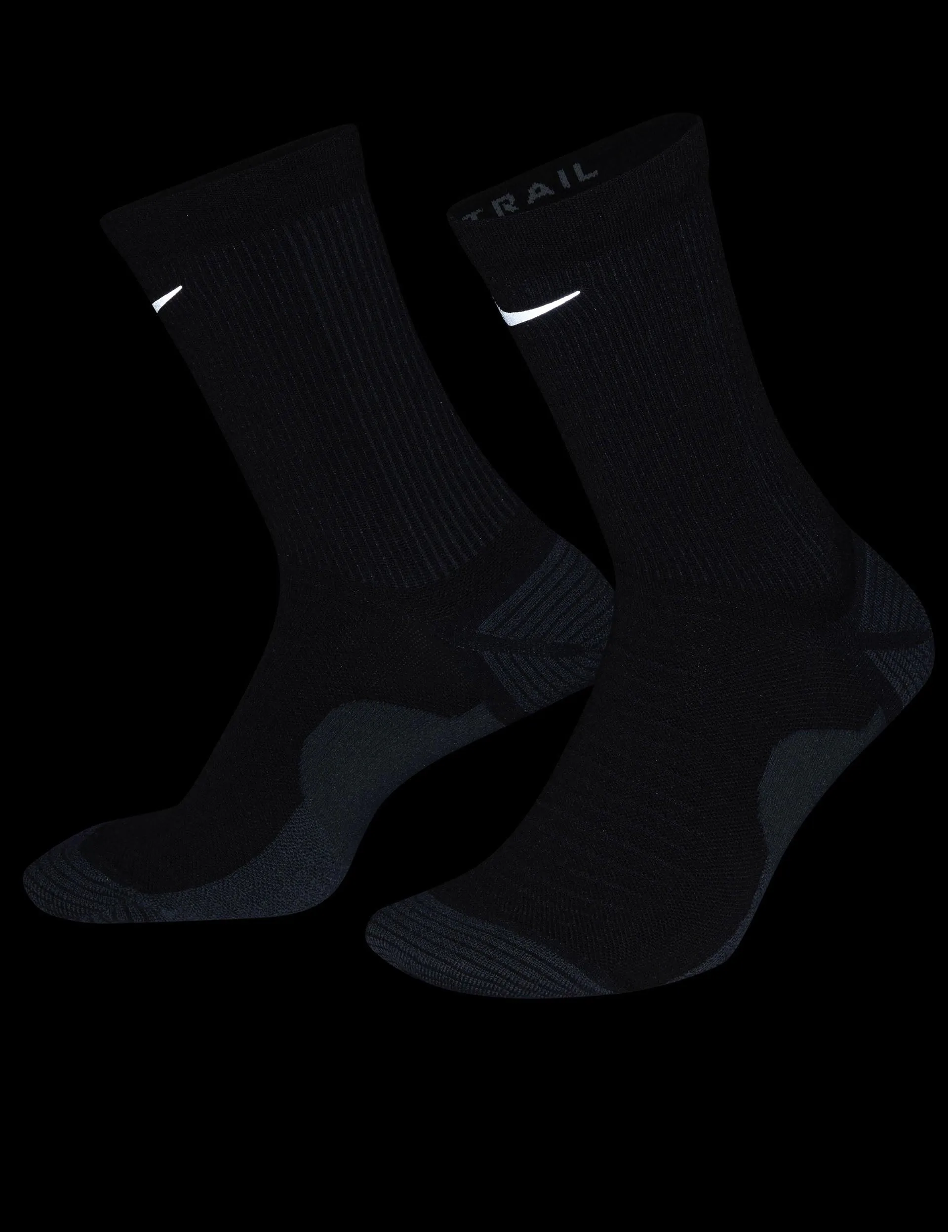 Trail-Running Crew Socks - Black/Anthracite/Reflect Silver