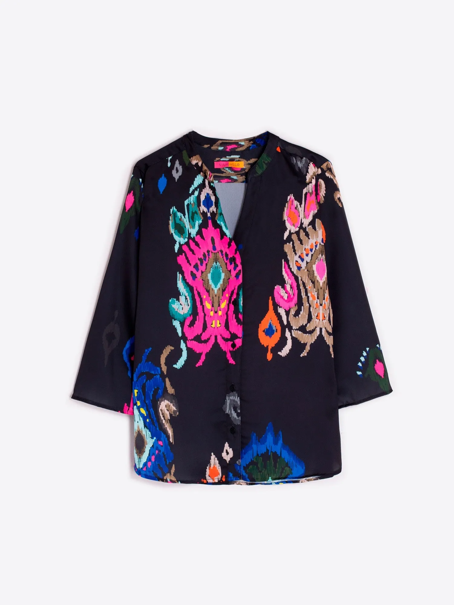 Vilagallo Black Ikat Print Shirt