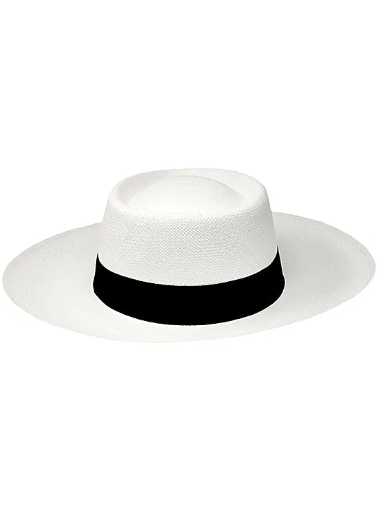 White Panama Hat - Wide Brim Gambler Hat