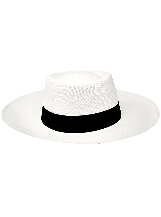 White Panama Hat - Wide Brim Gambler Hat