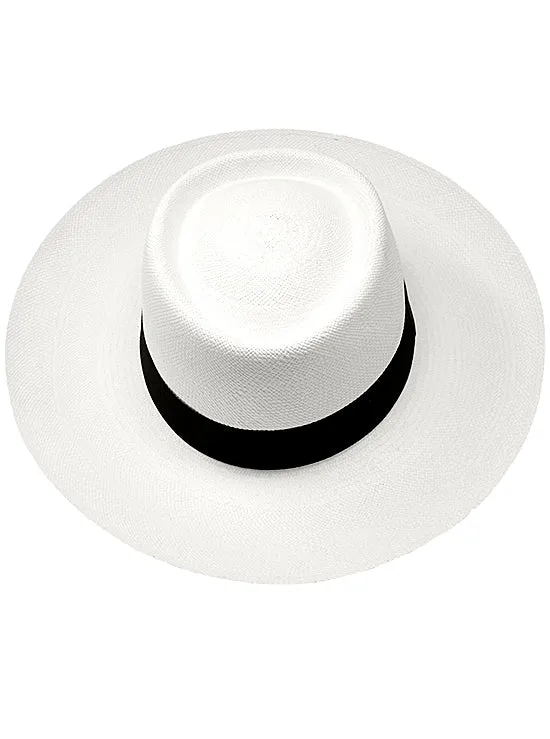 White Panama Hat - Wide Brim Gambler Hat