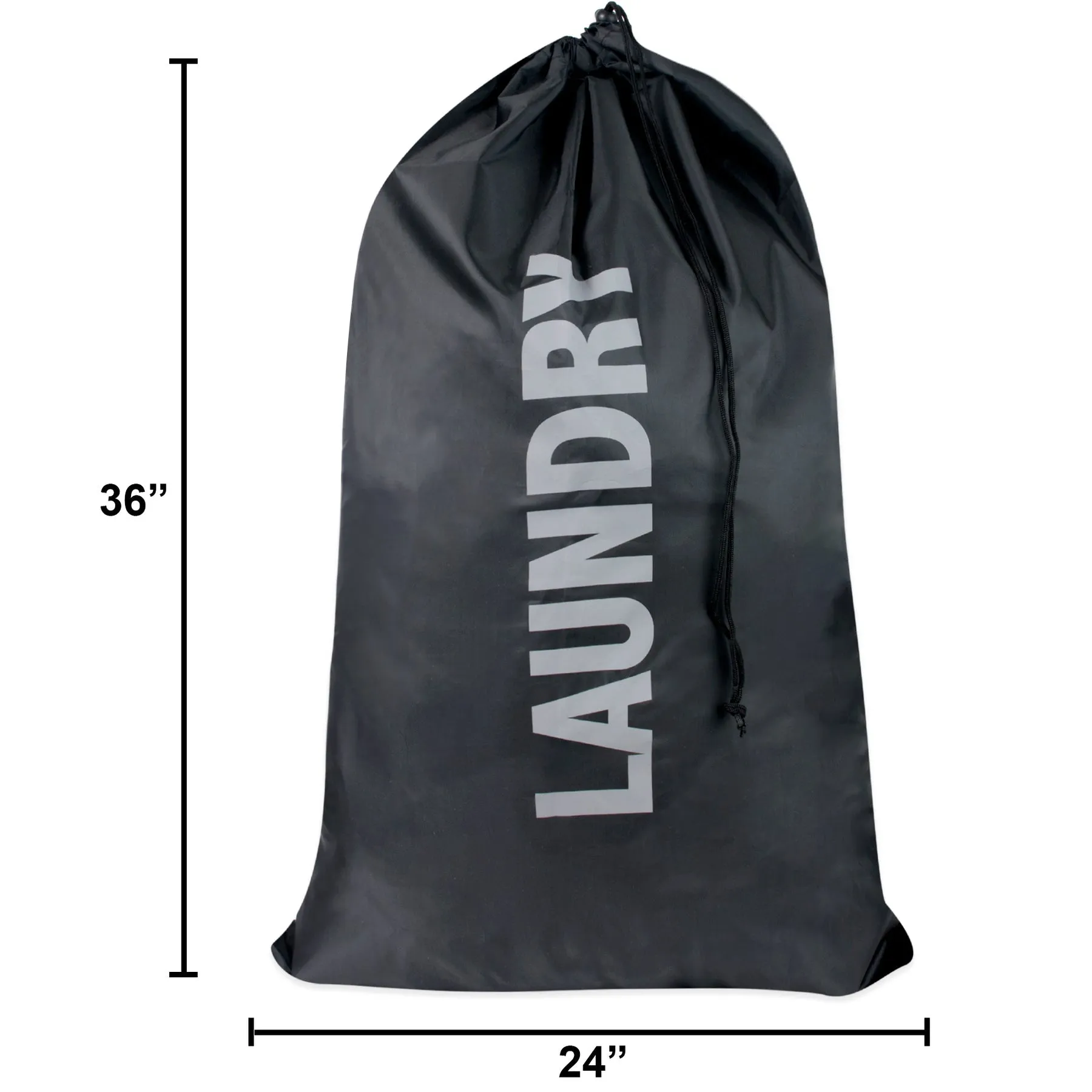 Wholesale "Laundry" Graphic Drawstring Laundry Bag 2-Pack - Black